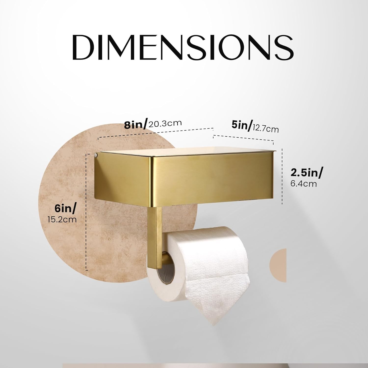 Brushed Gold Toilet Paper Holder with Shelf & Wipe Dispenser - Modern Elegance