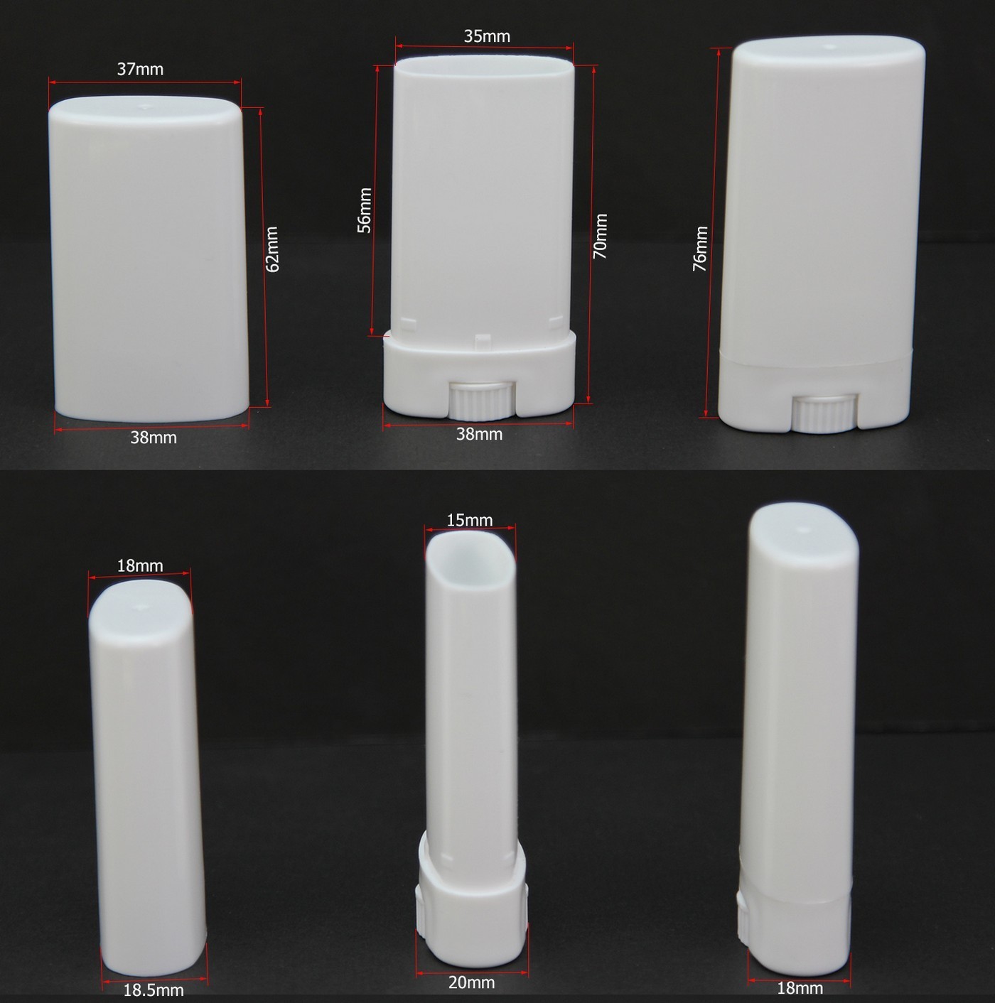 Clear / White Empty Oval Flat Tubes Deodorant Lip Balm Containers 15g