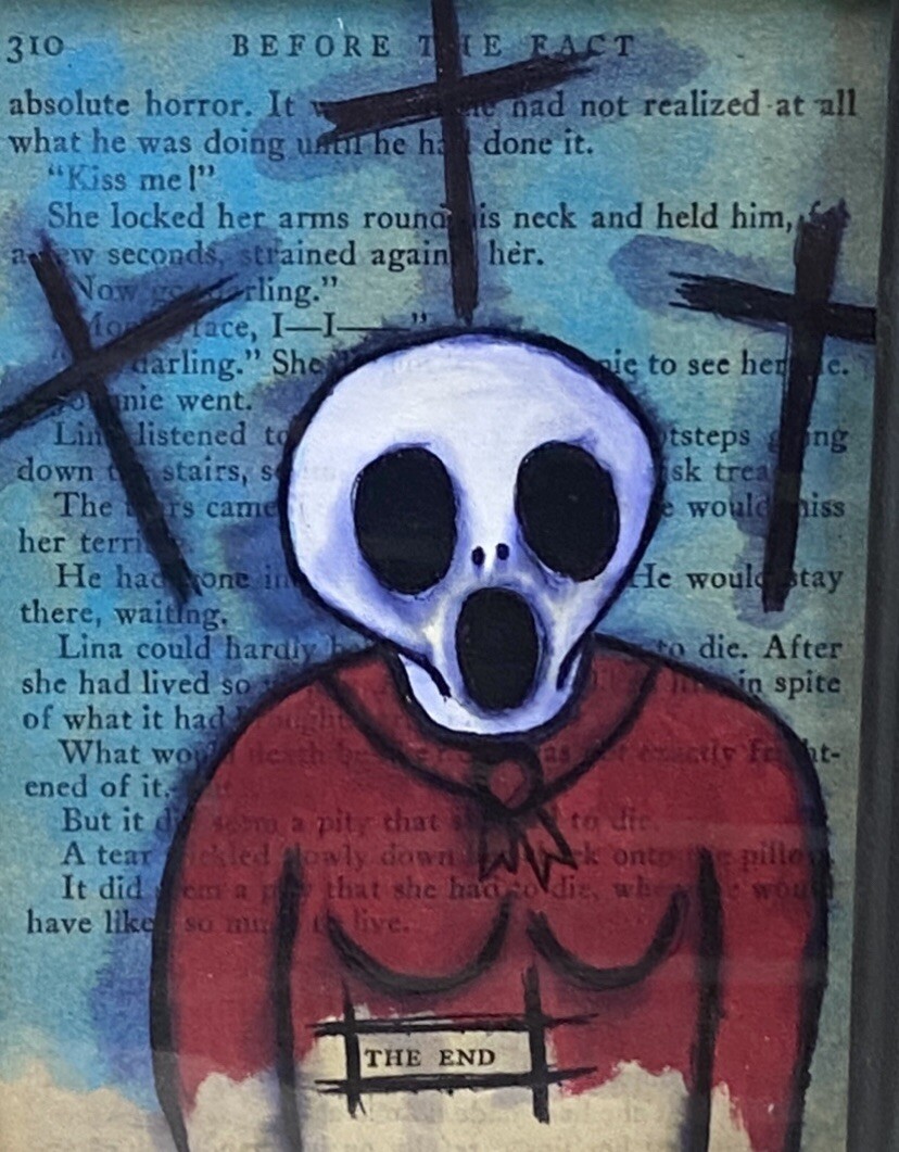 Original Painting Ghost Woman The End #5 framed Dark art Halloween Ooak