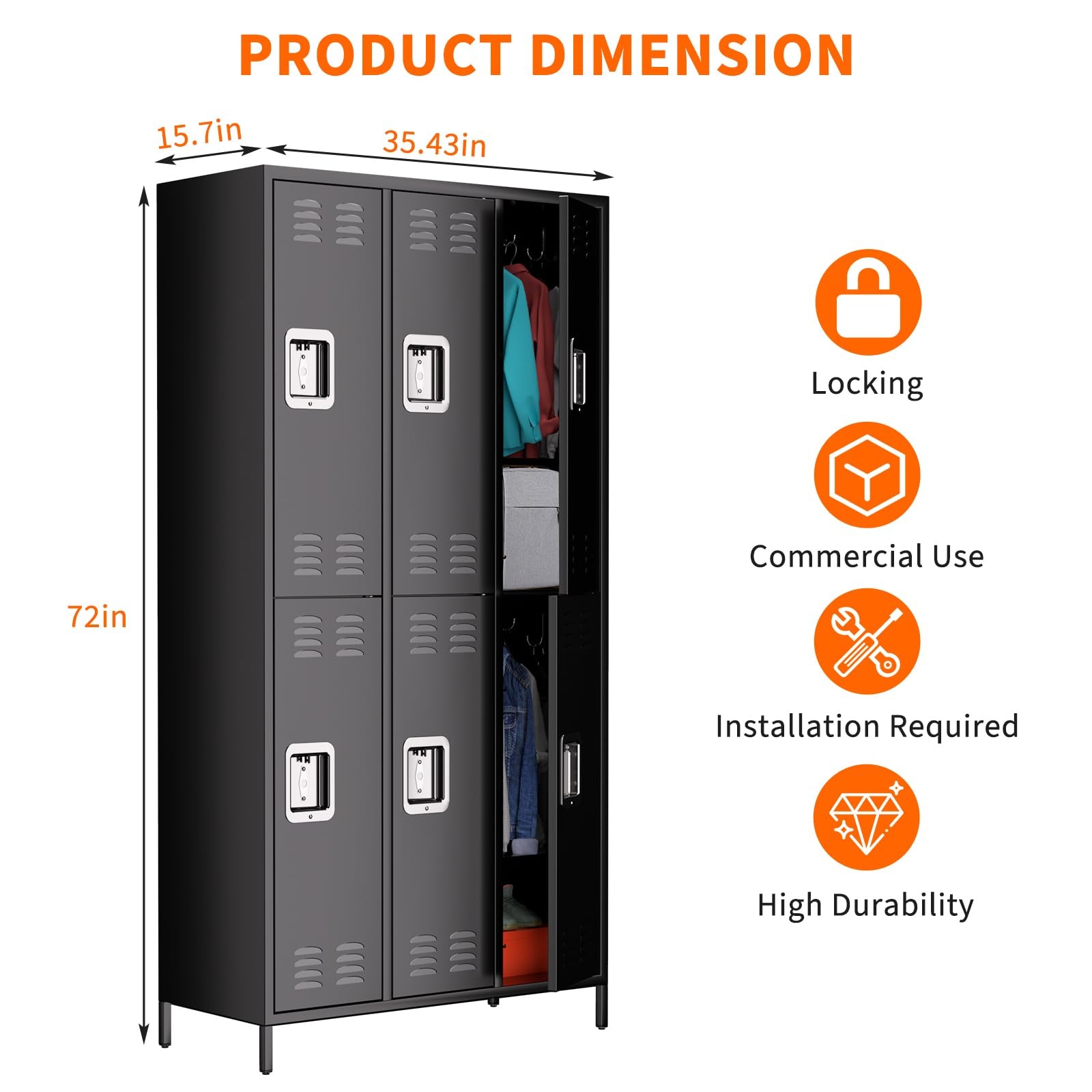Metal Locker Employee Lockers Steel Storage Locker for Home School Office GYM