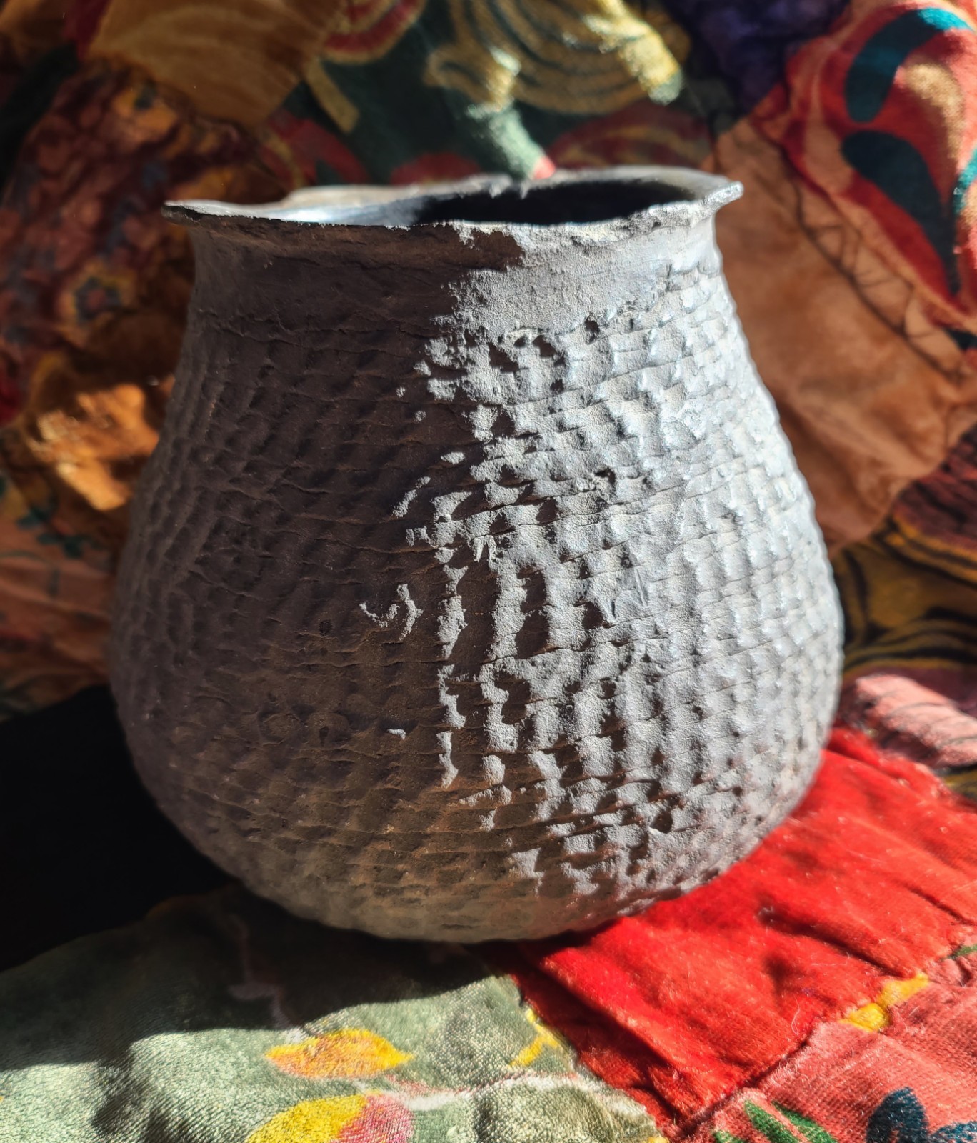 Ancient Anasazi Corrugated Olla Pot Jar Vessel 7" Tall Native American Artifact