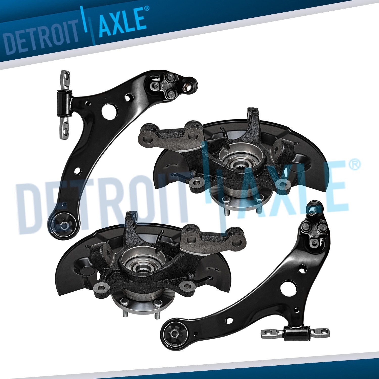 Front Steering Knuckles Hubs Lower Control Arms for 2012-2017 Toyota Camry 2.5L