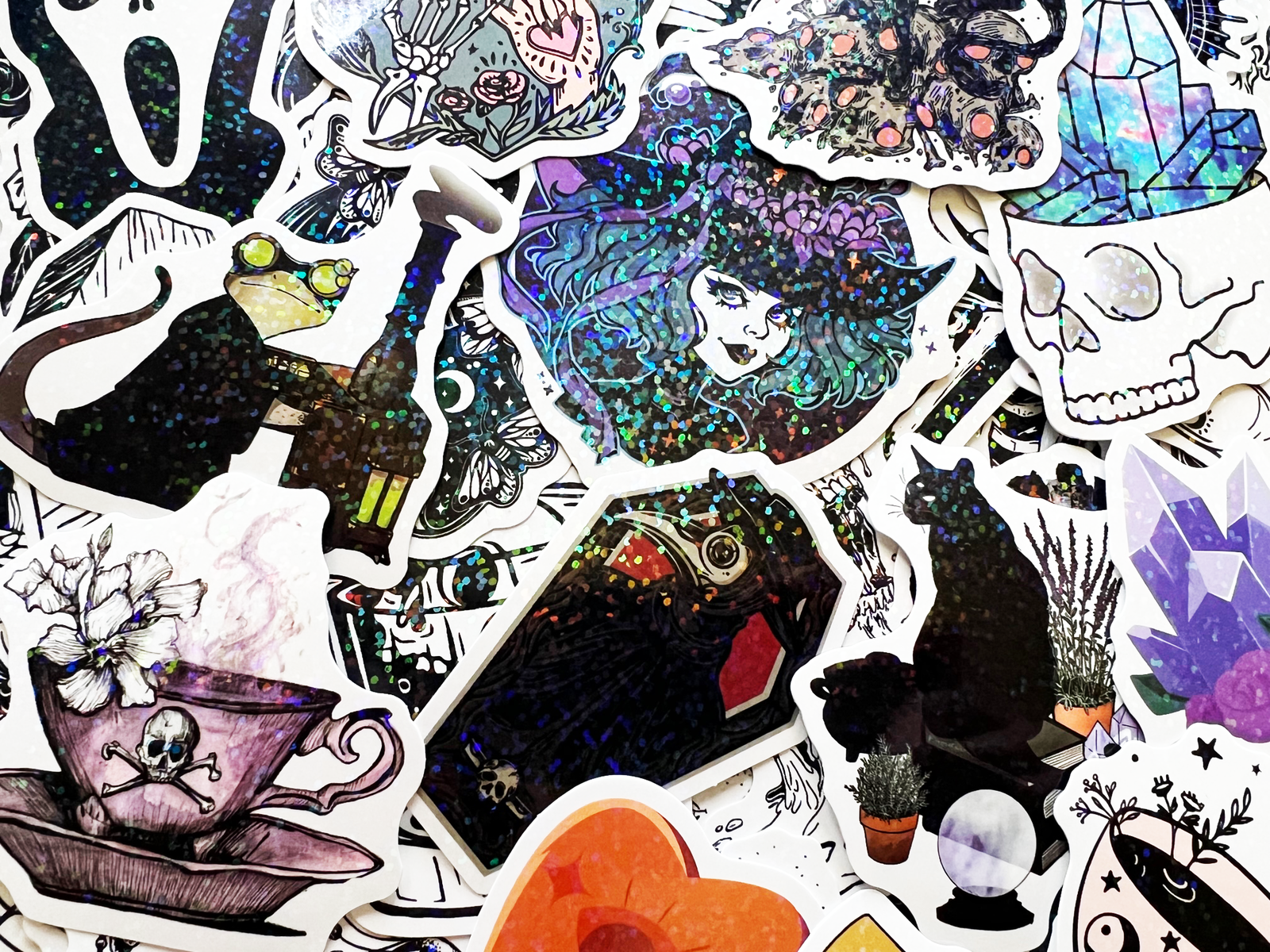 10-100 Cool Holographic & Reflective Sticker Pack Gothic Themes Lot For Laptops