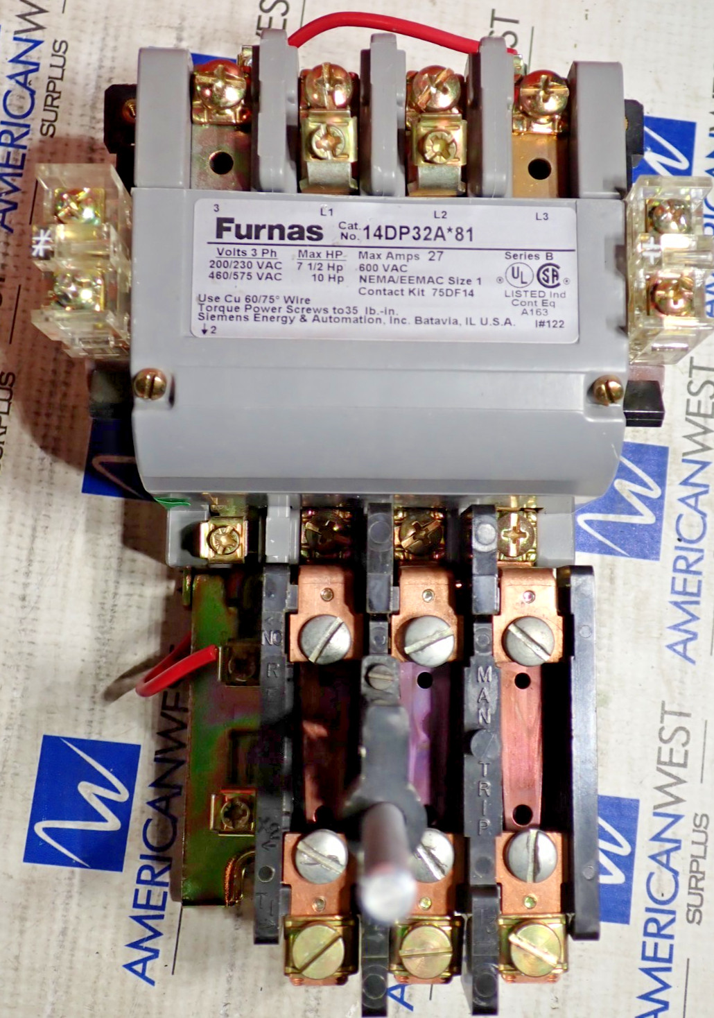 Furnas 14DP32A*81 Size 1 Starter 27 Amp 600VAC  120v Coil 48DC38AA3 TESTED S934