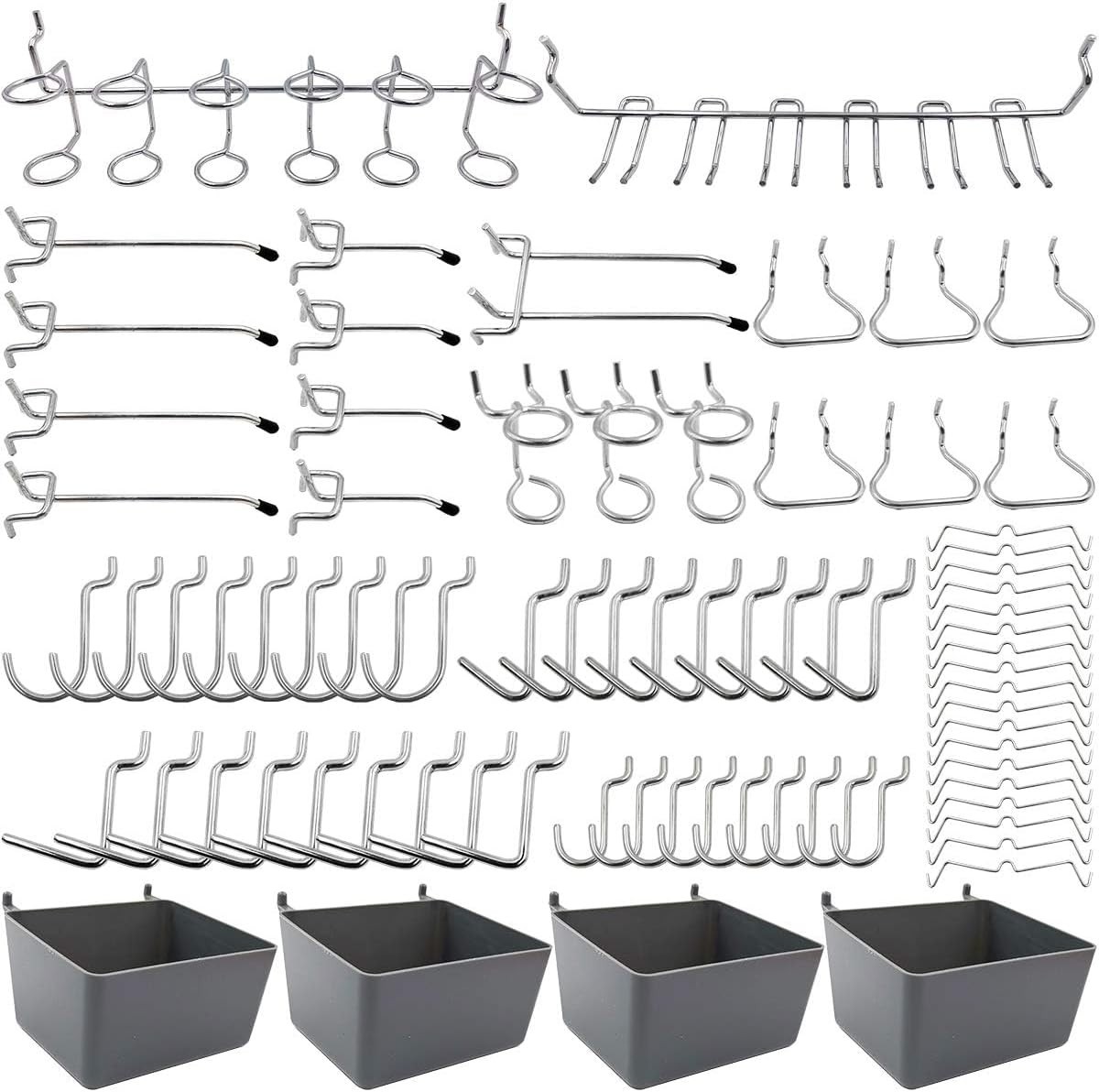 Versatile 80-Piece Pegboard Hook Kit with Bins - Perfect for Garage and Kitchen