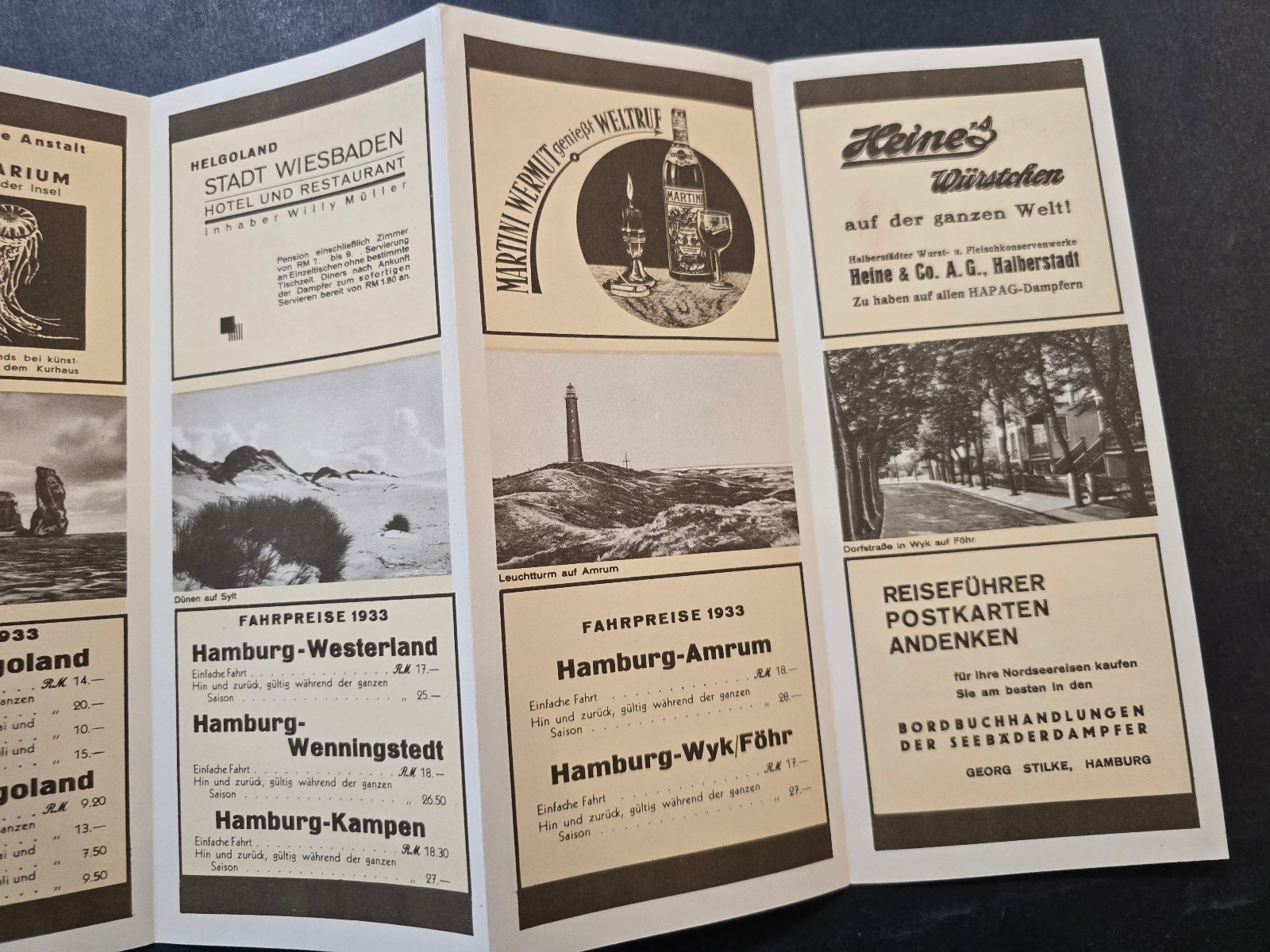 WW2 WWII German HAPAG Nordsee Map Brochure Hamburg Helgoland Travel Foldout 1933
