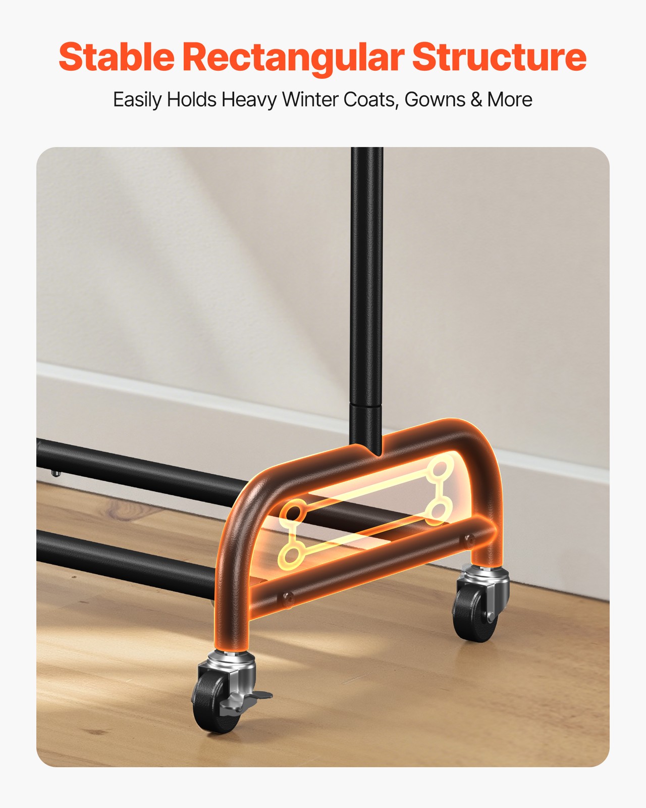 Uimoso Rolling Clothes Garment Rack with Wheels Adjustable Crossbar Side Hooks