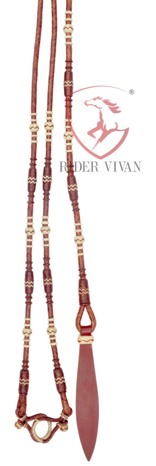 20 Plaits Romal Reins, Rommel Reins Chestnut Cherry Rawhide, 48" Romal Reins
