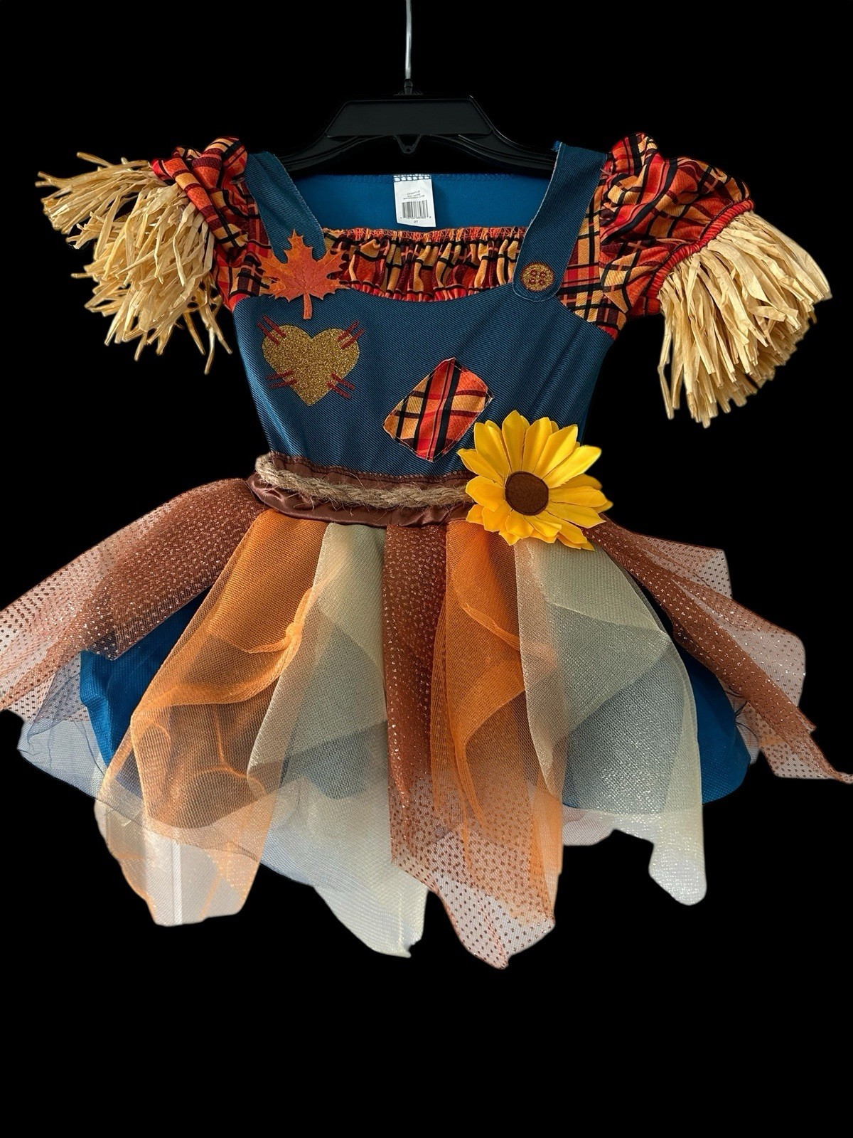 Girls Scarecrow Costume Tutu Skirt Sz 2T Halloween Thanksgiving Fall Pumpkin 2