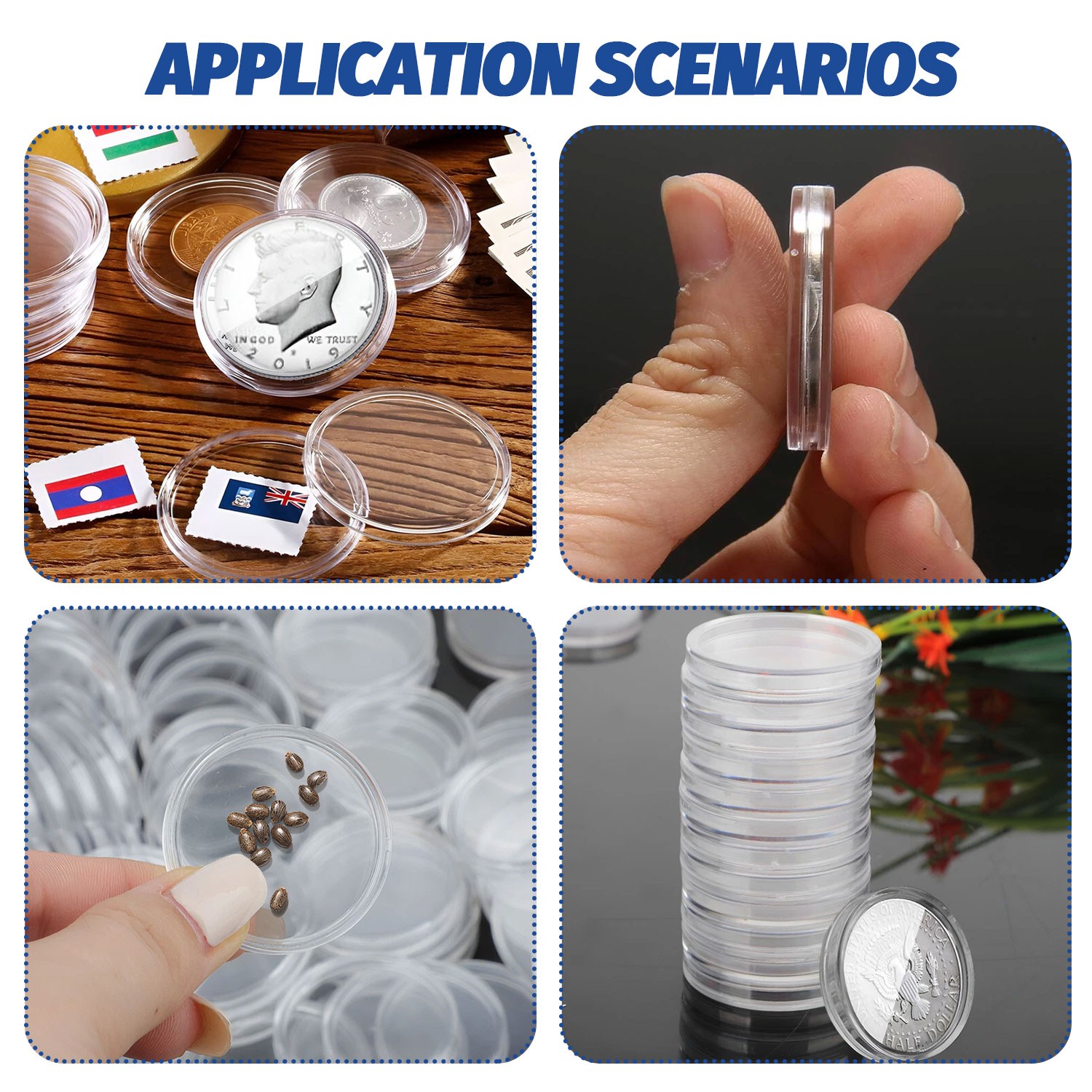 100 Direct Fit Airtight 25mm Coins Capsules Storage Holder for US Quarters