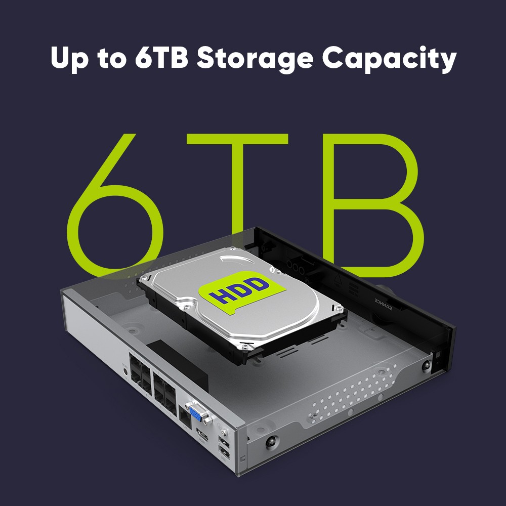 SANNCE 8CH NVR 2K Audio PoE IP Security Camera System Outdoor Color Night Vision