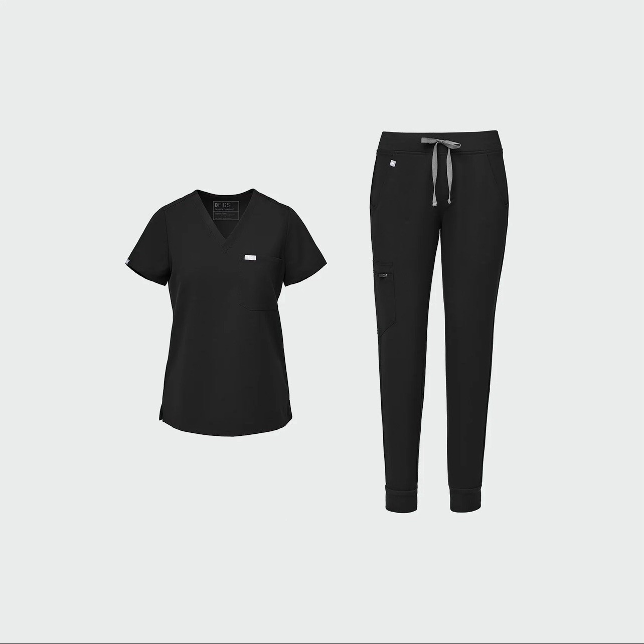 FIGS Catarina One-Pocket Scrub Top & Zamora Joggers Black Size S. $94 MSRP