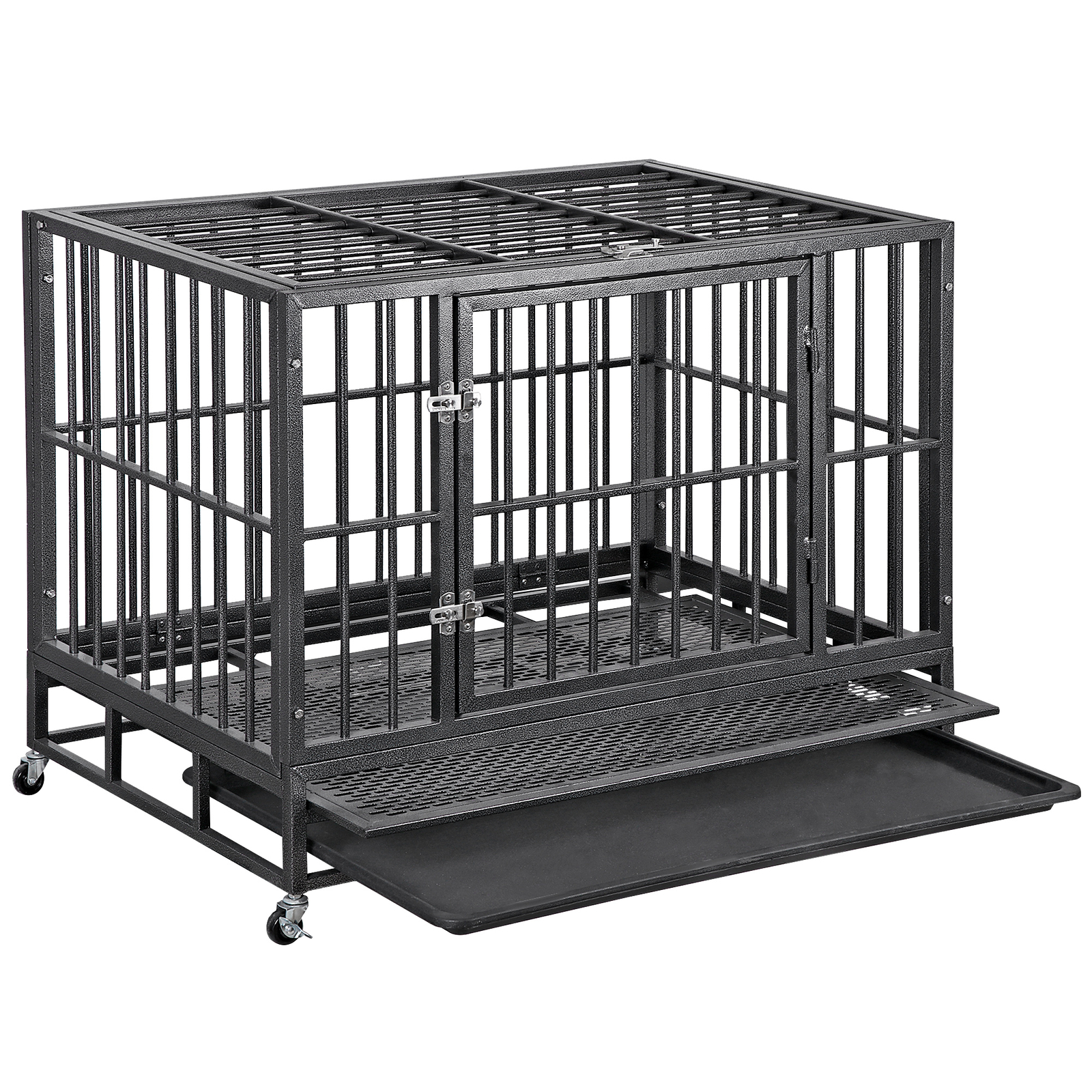 Indestructible Escape Proof Dog Cage Kennel High Anxiety Double Door Dog Crate