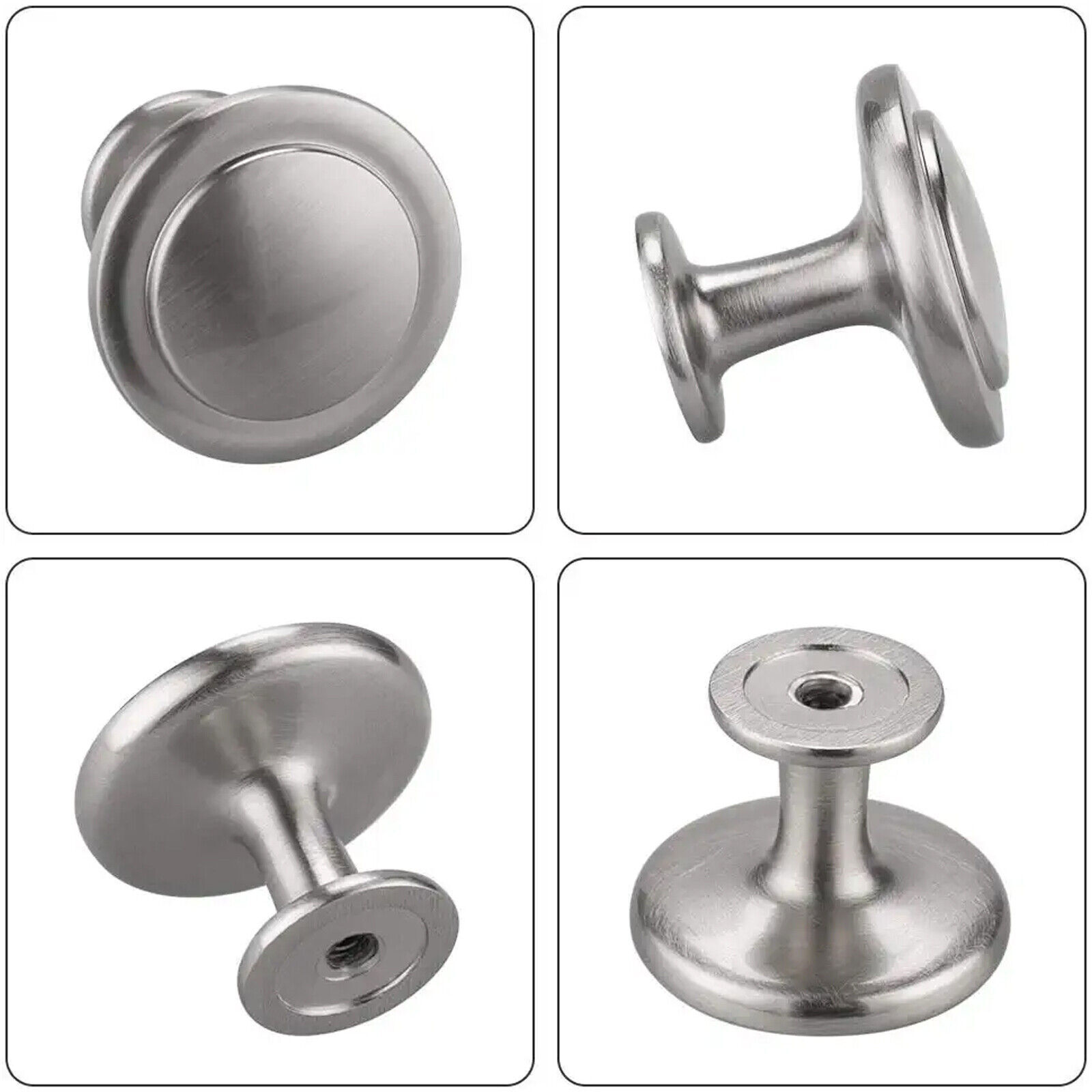 Brushed Nickel Kitchen Cabinet Door Knobs Dresser Drawer Round Pull Handles Lot