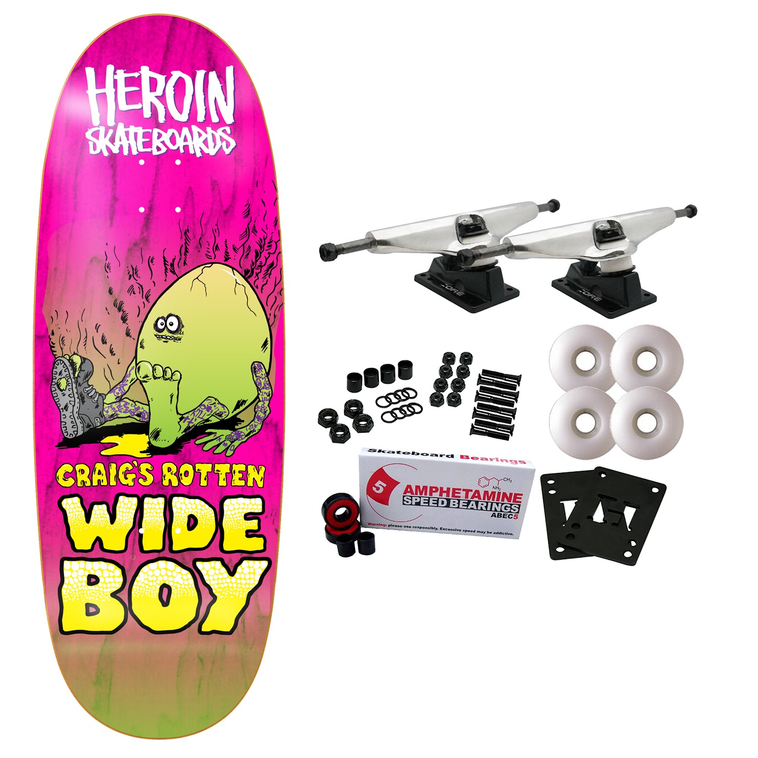 Heroin Skateboard Complete Craig Questions Rotten Wide Boy (Assorted) Assorted