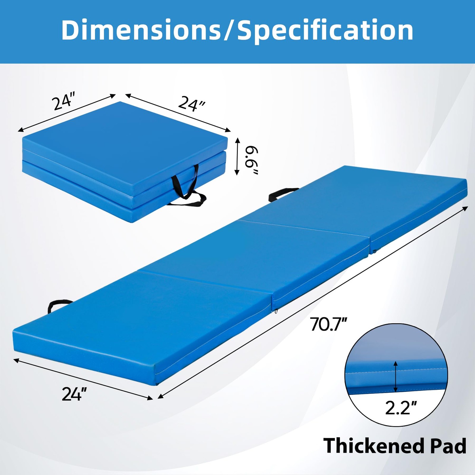 2.2 Inch Thick Tri-fold Folding Gym Mat for Yoga MMA Home Workout