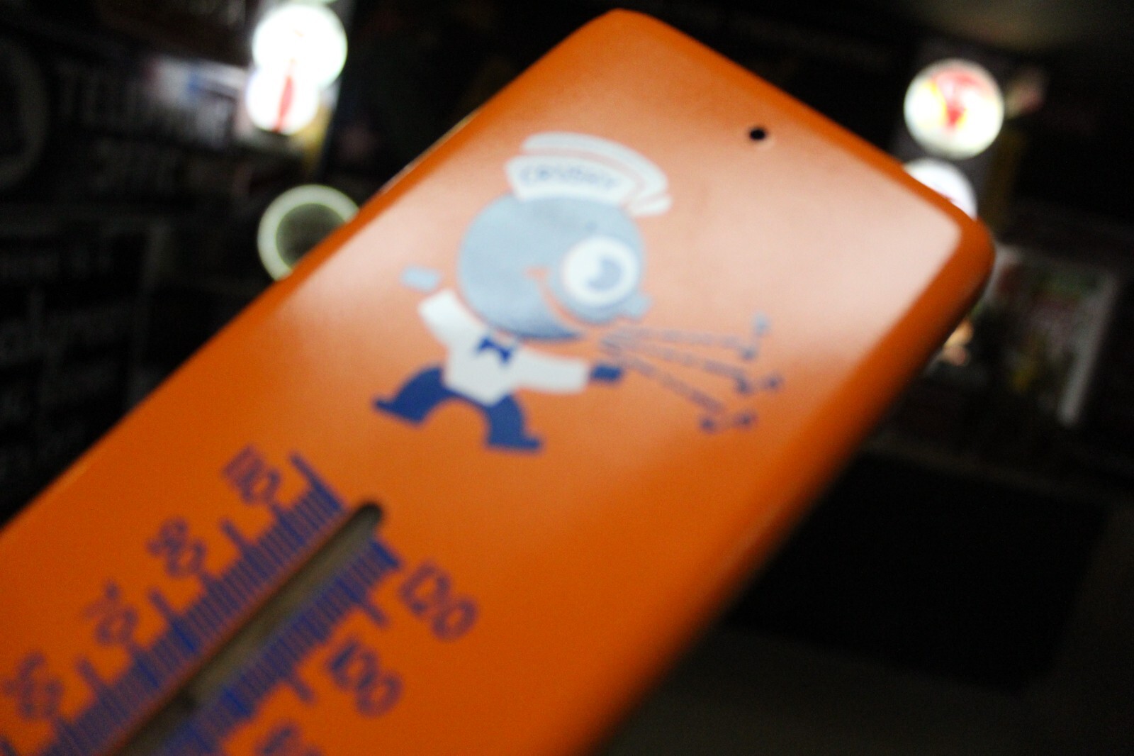 SCARCE 1950s ORANGE CRUSH SODA POP PAINTED METAL THERMOMETER SIGN PEPSI COKE RC