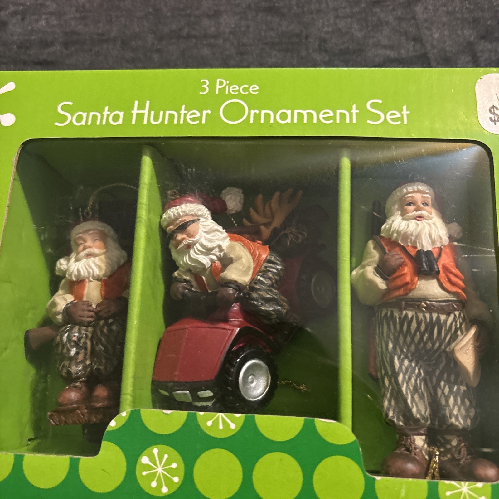 Trim A Home Tree Charm Christmas Ornaments Lot 6New In Box w/ 3pc Santa hunter