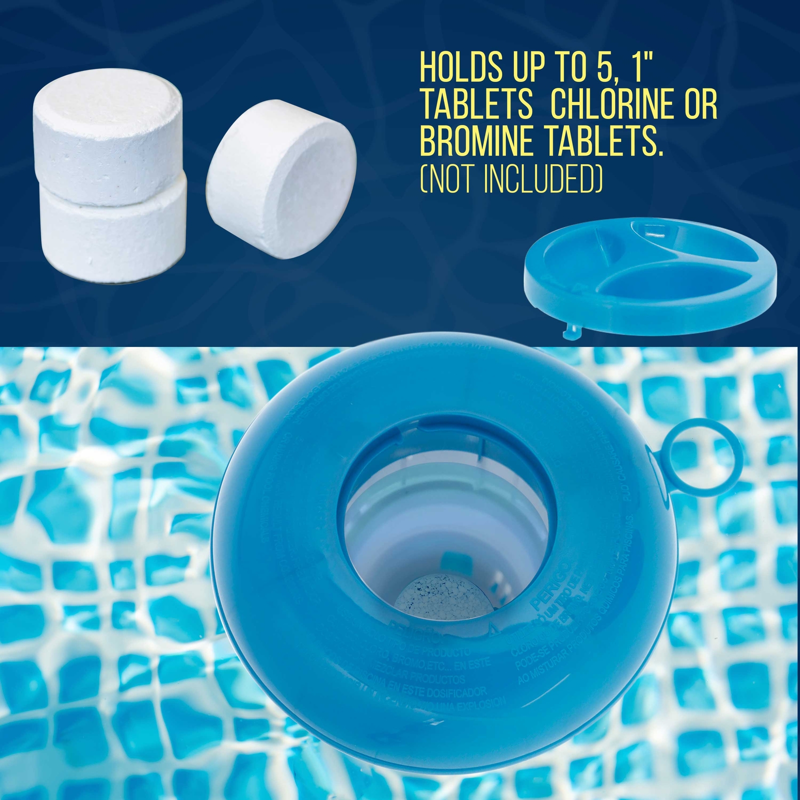 Floating 1" Tablet Swimming Pool Spa Chemical 5" Dispenser Collapsible