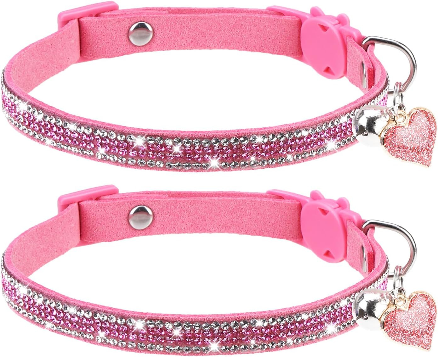 Rhinestone Cat Collar Breakaway with Bell Safety Buckle, 2 Pack Bling Diamond Ki