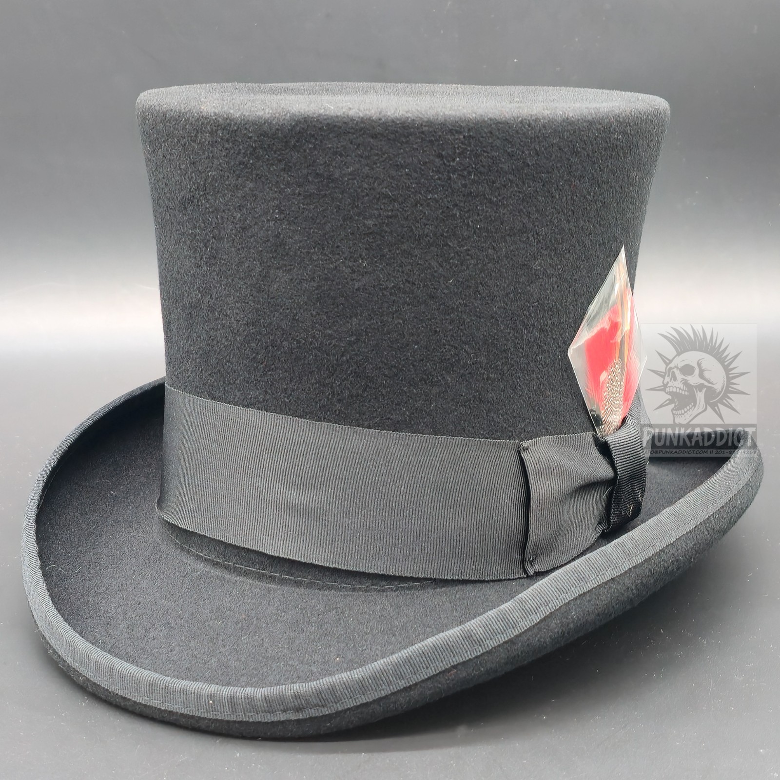 Black Top Hat Wool Felt Victorian Slash Mad Hatter Steampunk Rock Star USA