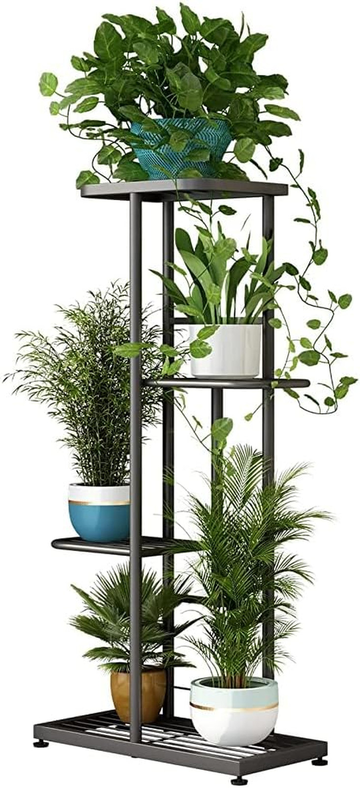 Plant Stand Indoor Outdoor Corner 4 Tier Metal Plant Shelf Patio Plant Rack for
