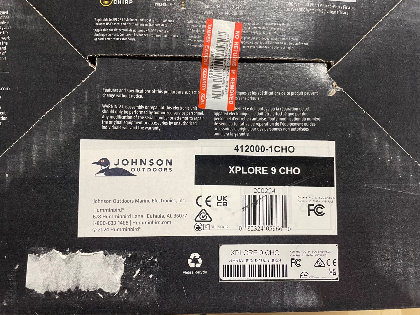 HUMMINBIRD 412000-1CHO XPLORE 9 CHO Head Unit Only