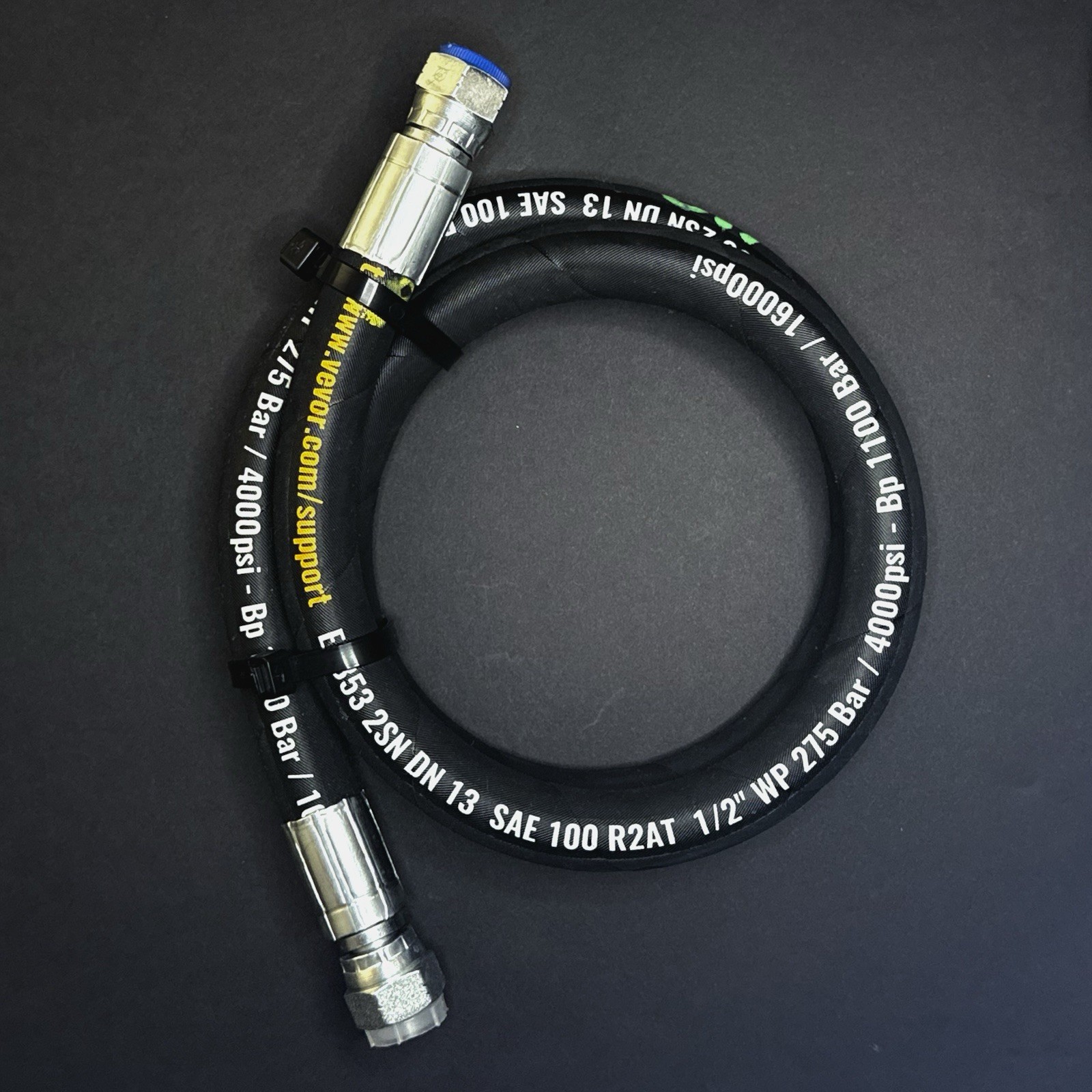 1/2" Hydraulic Hose Assembly with 2- Female JIC 37° Swivel Ends, #8 JIC (3/4-16)