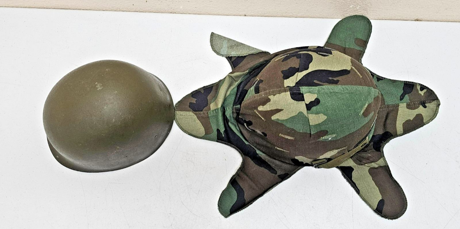 1950s US Army M1 Helmet w/ Green Metal Chinstrap & Liner