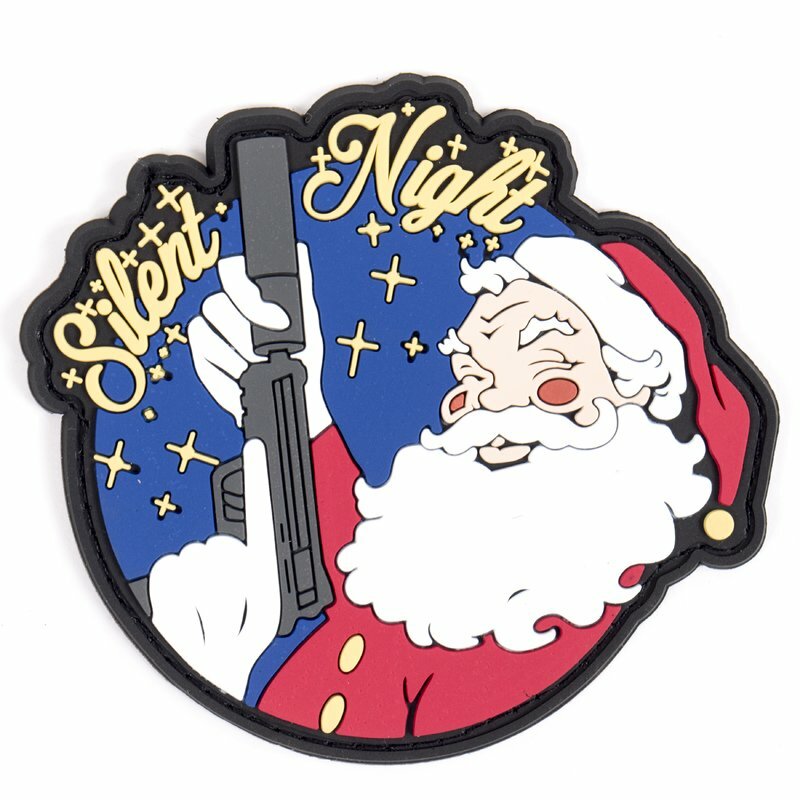 Silent Night Santa with a Gun Patch Hook and Loop 3.5" Diameter Morale Patch