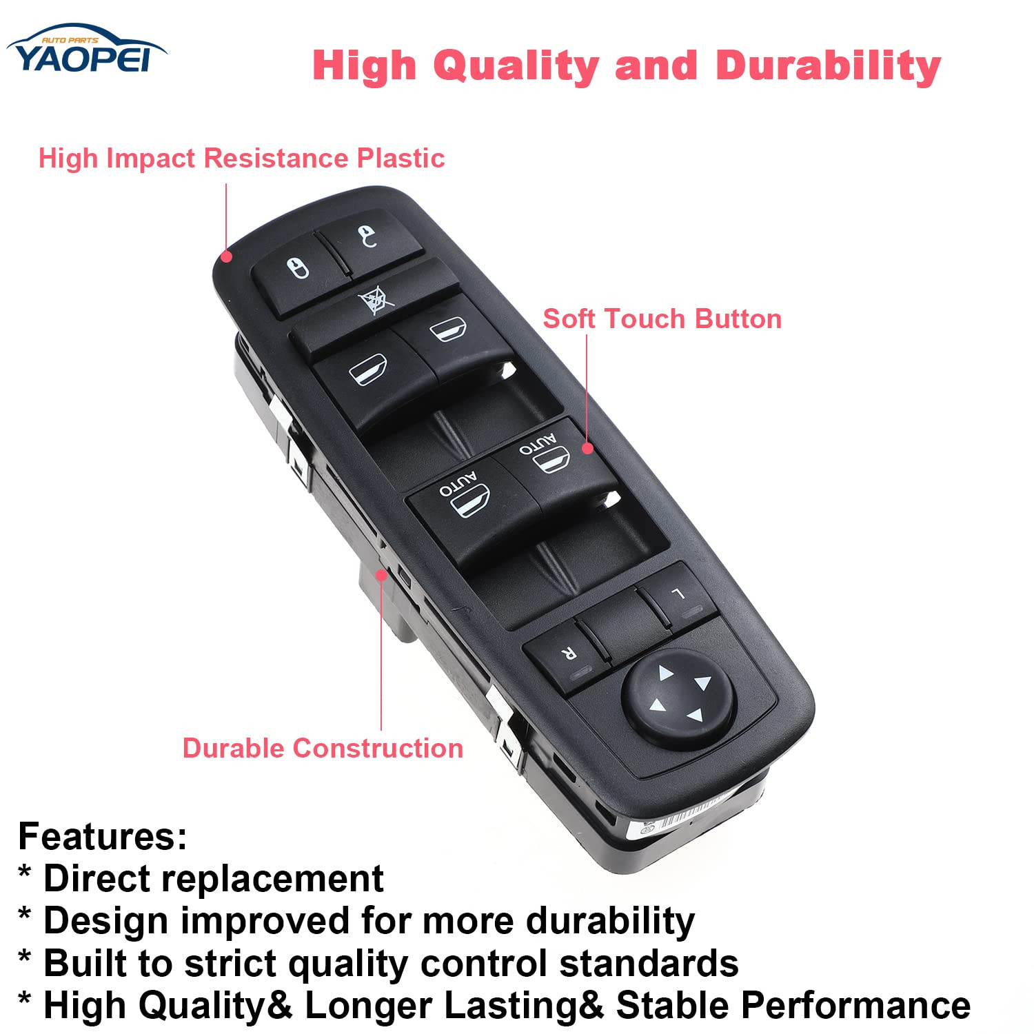 Master Power Window Switch Left Driver Side for Chrysler Town & Country 2012-201