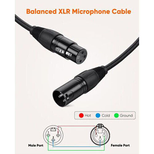 Premium XLR Male to Female All Sizes Microphone Cable Balanced 3 Pin Pro Grade