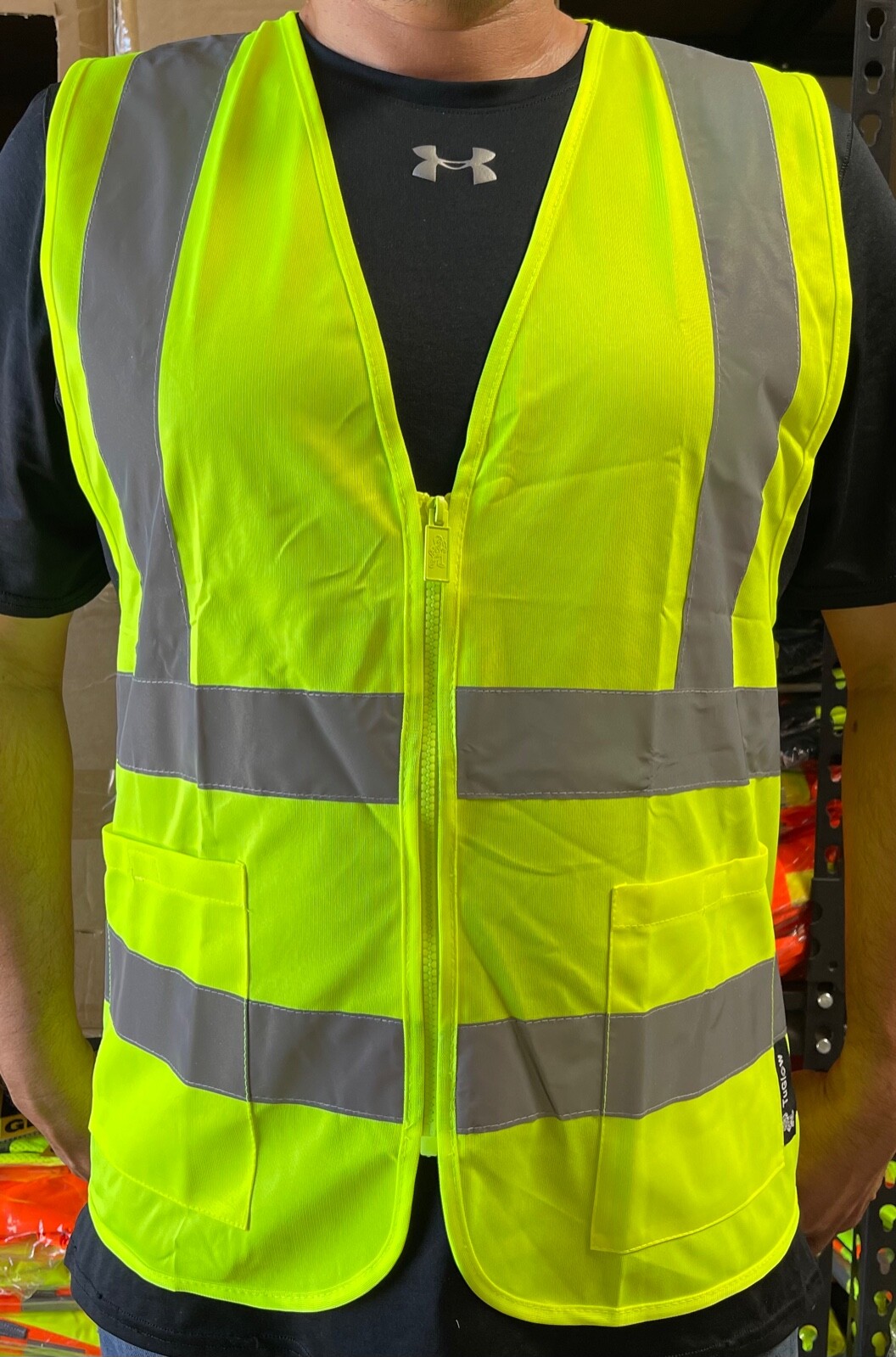2 Pockets Yellow  High Visibility Safety Vest, ANSI/ ISEA 107-2010