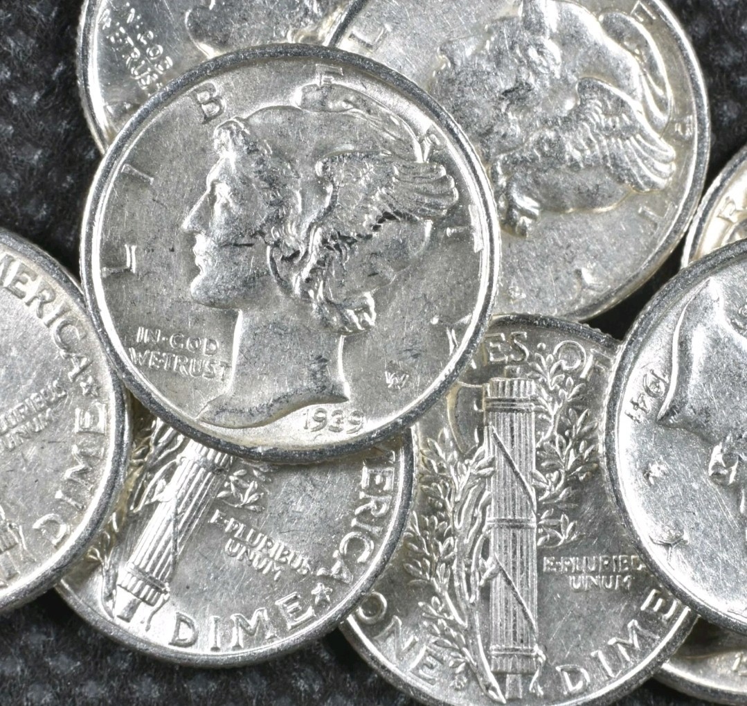 Mercury Dime 90% Silver Coin   -  10 COIN LOT