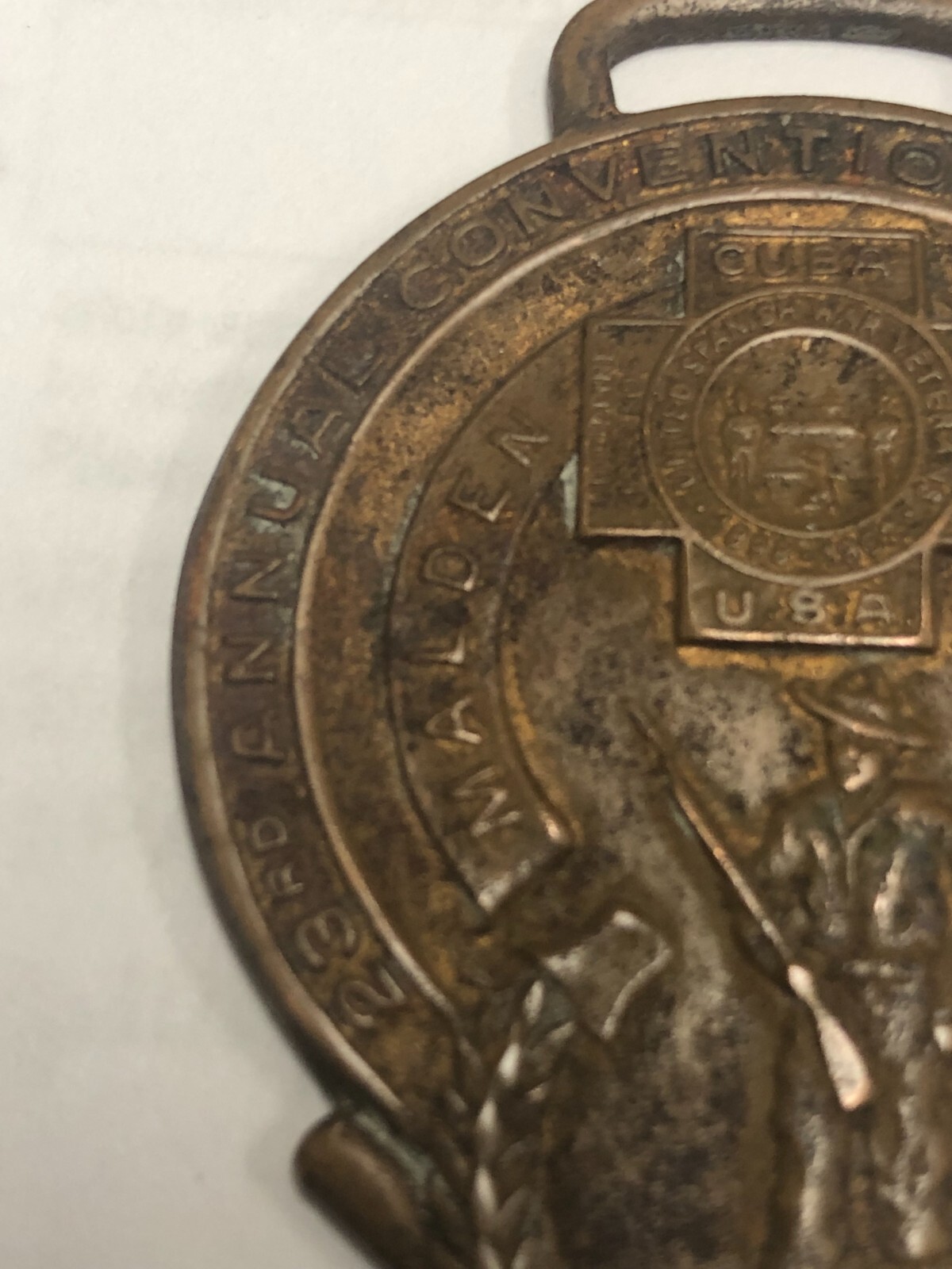 VERY RARE 23rd ANNUAL CONVENTION SPANISH WAR VETERANS MALDEN MASS 1922 MEDAL