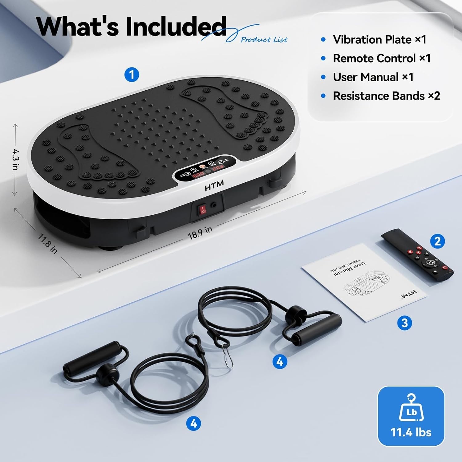 Vibration Plate Exercise Machine 120 Speed Levels 9 Program Modes Remote Control