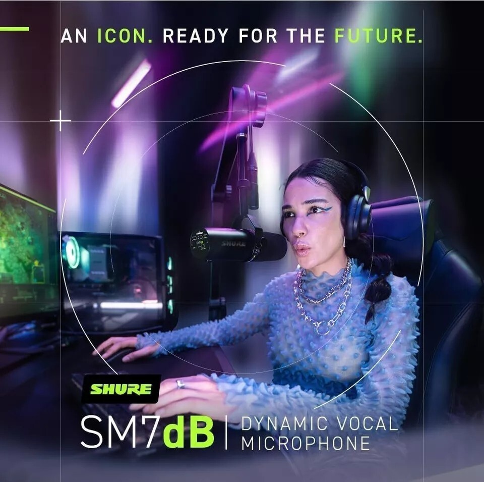 Shure SM7dB Dynamic Microphone Built In Preamp Streaming Podcast Recording NEW