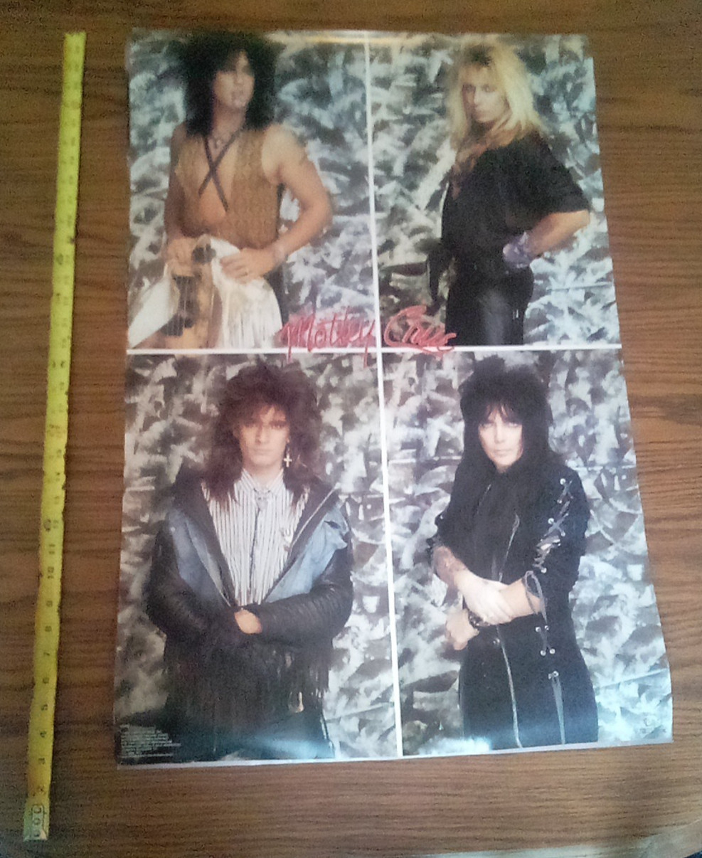 Original Vintage 1987 Rock Hair Band Motley Crue Poster By Funky Brands 22x34