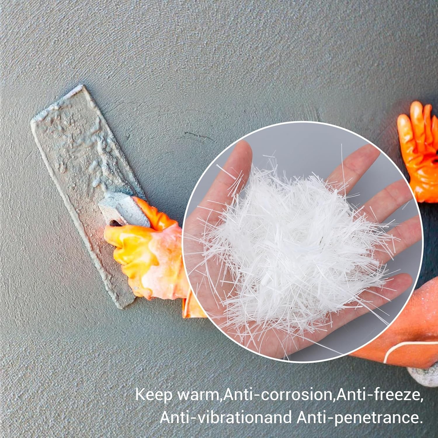 2 Pack Fiberglass for Concrete Cement Fiber Additive, Mortar Anti white