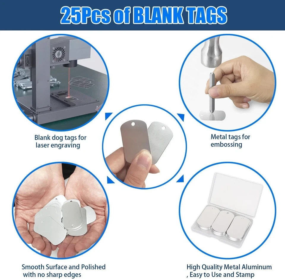 25 Pcs Aluminum Tags for Engravingrectangle Stamping Blanks Tagsslive...