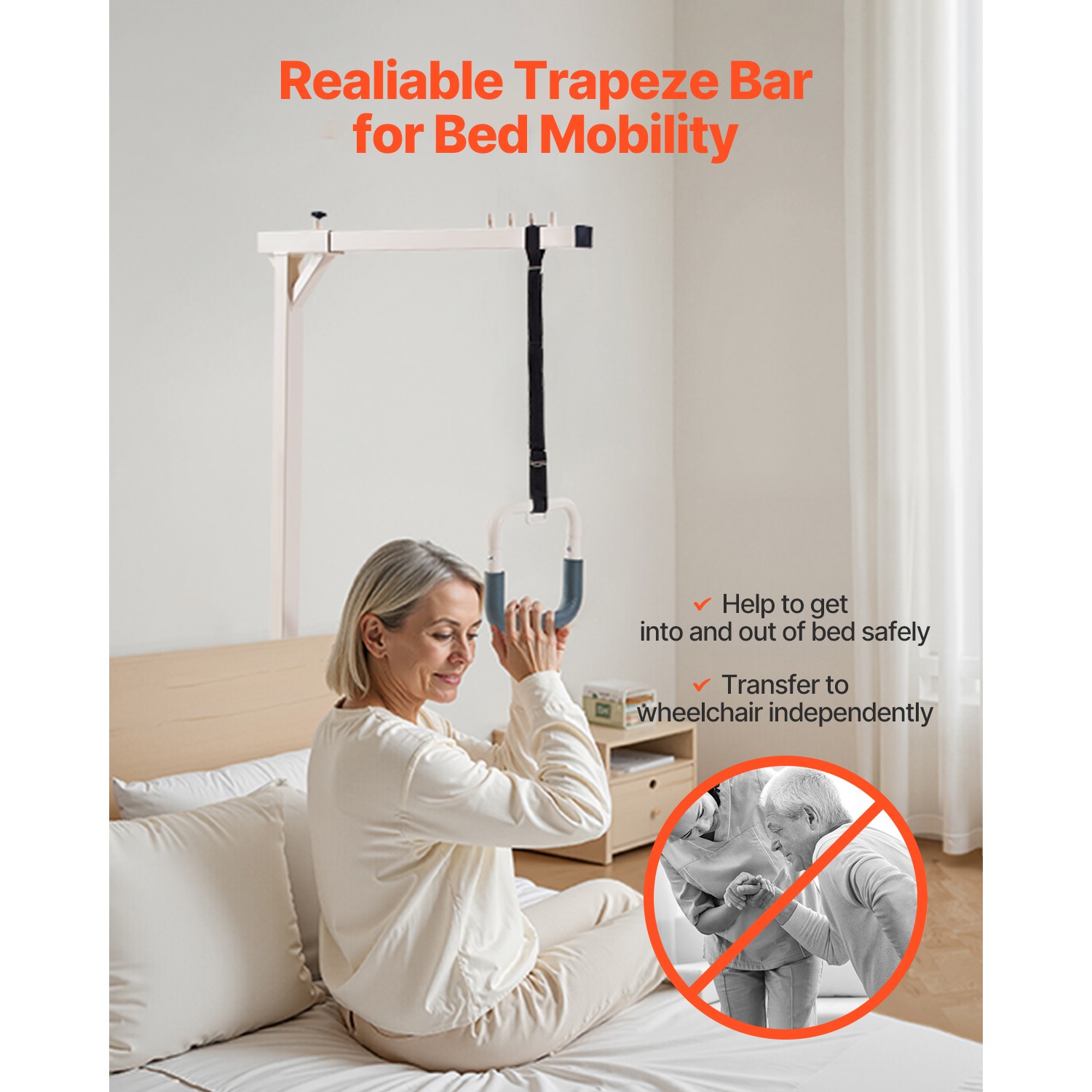 Trapeze Bar for Bed Mobility 250 LBS Capacity Free Standing Trapeze Bar