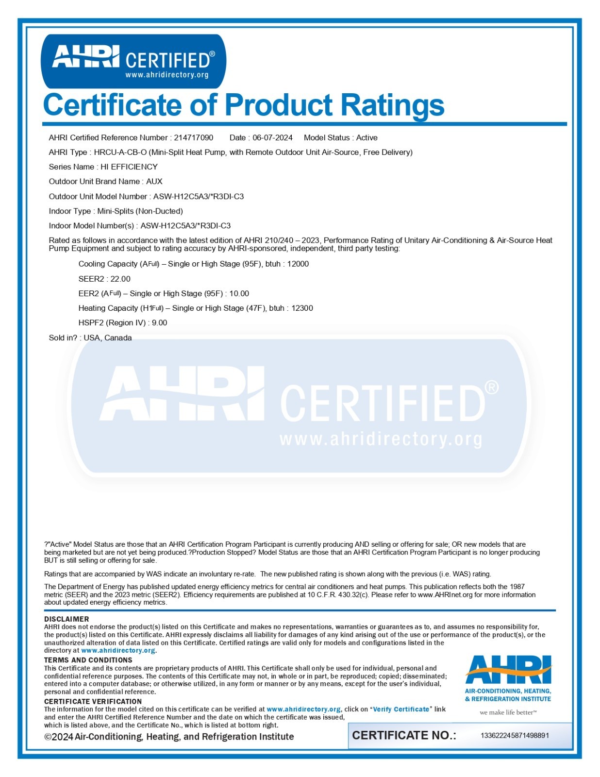 24,000 BTU Ductless Air Conditioner, Heat Pump Mini Split 220V 2 Ton W/kit, WiFi