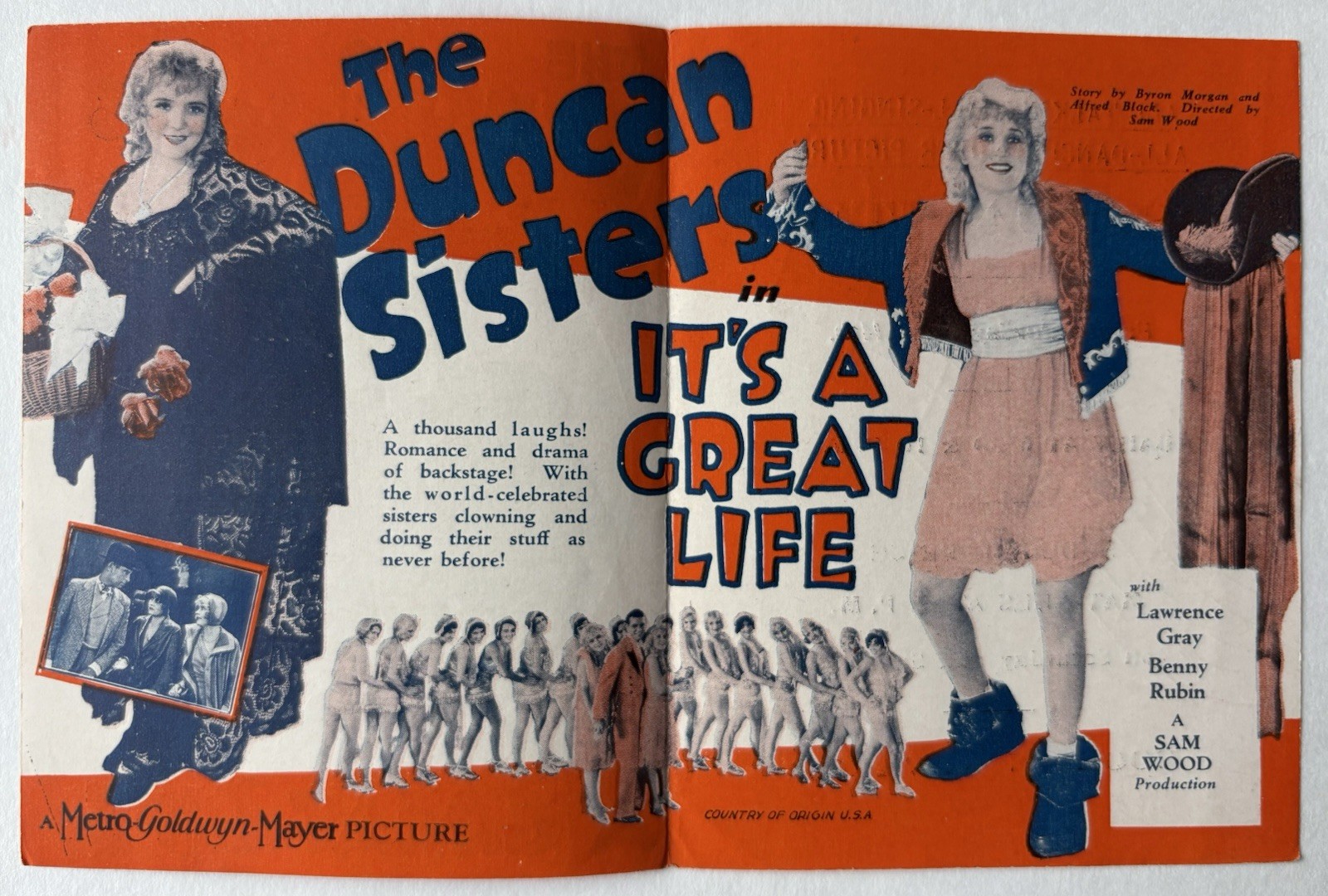 IT'S A GREAT LIFE Herald 1929 4 1/2”x5 3/4” Duncan Sisters Movie Poster Art 24