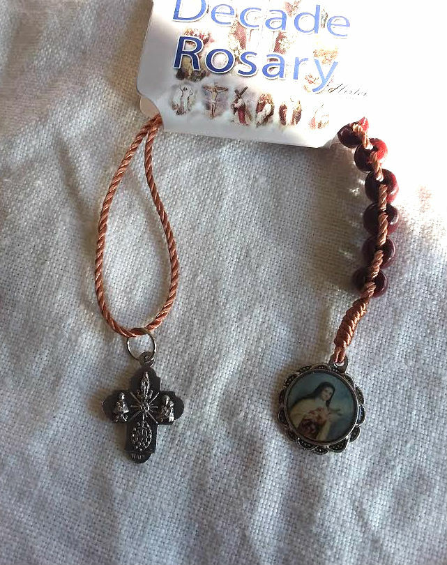 St. Therese One Decade Wood Sacrifice Beads / Rosary 7.5" in Length