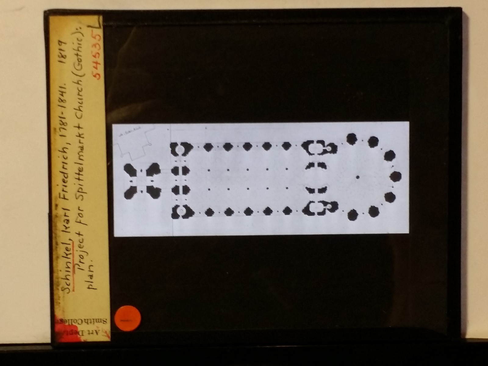 Proj for Spittelmarkt Church, Magic Lantern Glass Slide, Karl Friedrich Schinkel