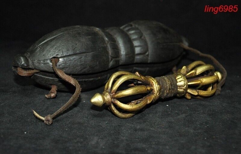 Tibet Buddhism temple bronze old wood Vajra Dorje Phurpa Exorcism Talisman a set