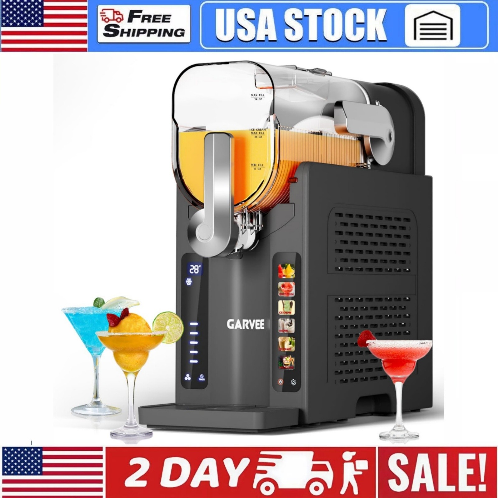 Slushie Machine for Home No Ice Needed Frozen Drink Maker with LED Display