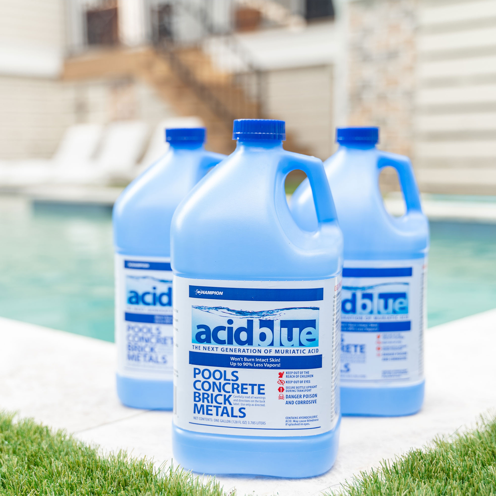 Champion Acid Blue Muriatic Acid for Removal of Stains on Driveways (4 Pack)