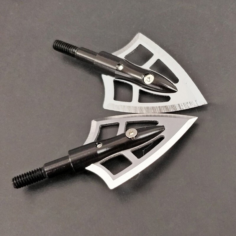 12X Archery 2 Blade Broadhead 100 Grain Arrowhead Box Screw-In Tip Point Hunting