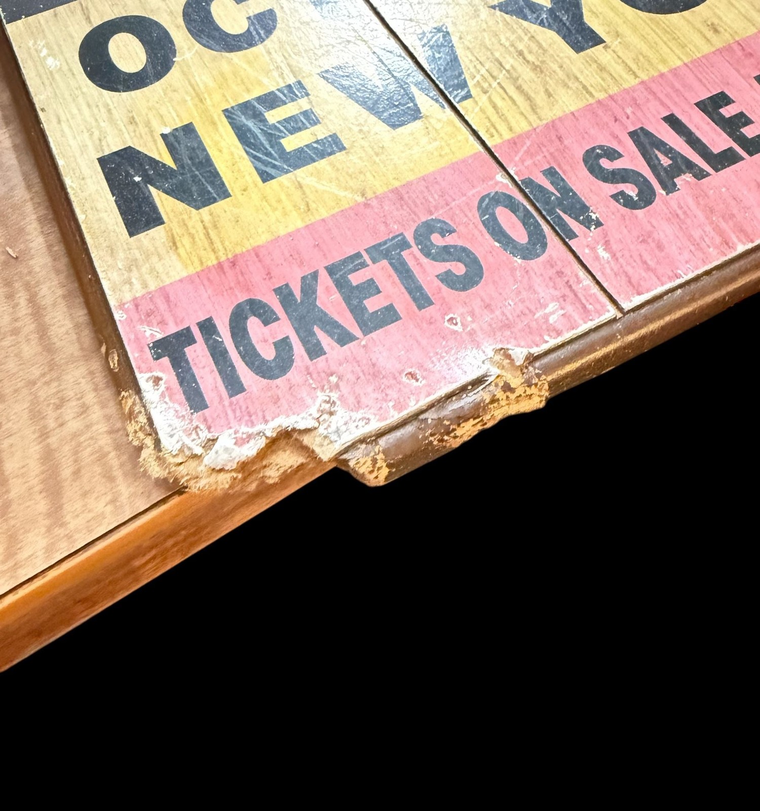 Bob Marley & The Wailers Wood Ticket Sign - October 25-27 1979 New York City